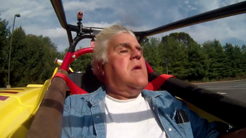 Jay Leno drives an Electric Race Car (VIDEO)