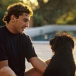 ayrton senna petting a dog